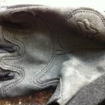 Quality stitching in the clarino palm.